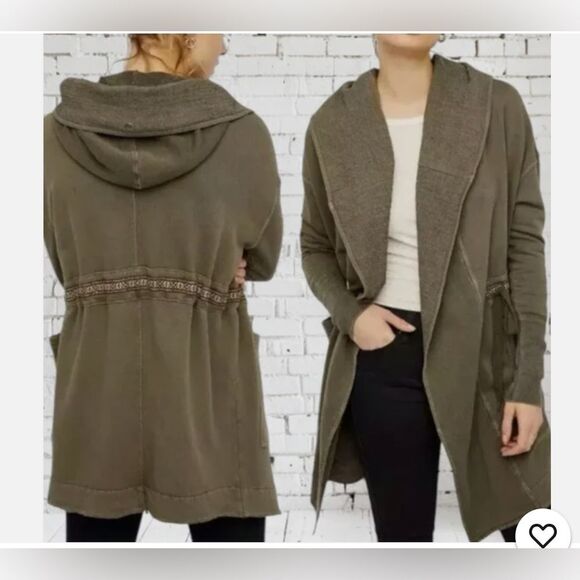 FREE PEOPLE Studio City Army Green Open Cardigan Jacket - Picture 1 of 10